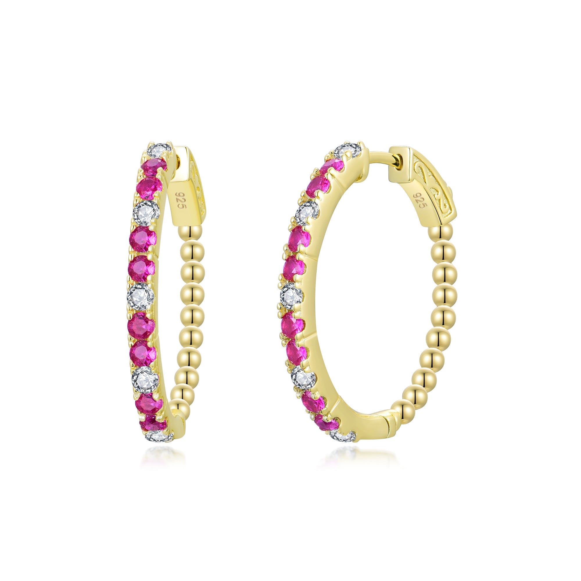 Jade Collection ES468 Sterling Silver Hoops | Multiple Colors