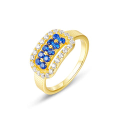 RS279 925 Sterling Silver Ring with Ruby and Blue Stone