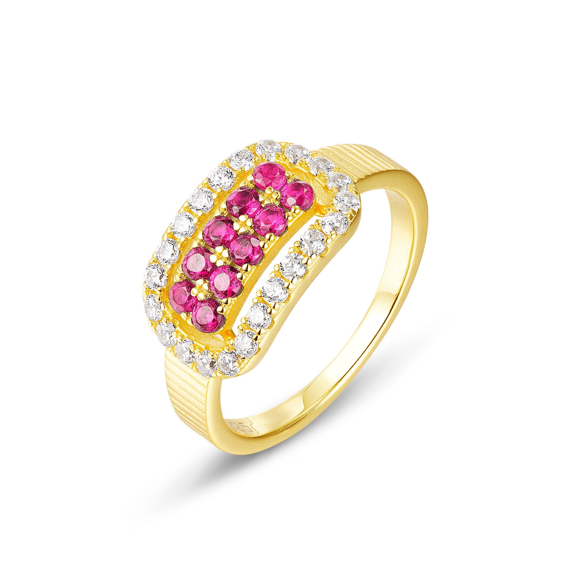 RS279 925 Sterling Silver Ring with Ruby and Blue Stone